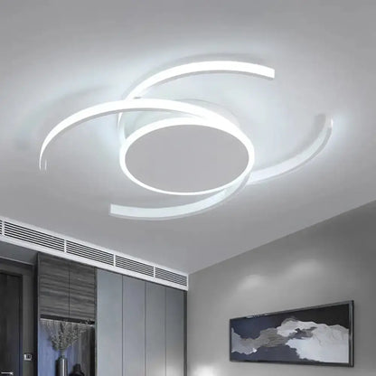 DecorBites™ DecorBites™ Minimalist White LED Acrylic Ceiling Lamp - Dual C Shaped, Semi Flush, 16"/19.5"/23.5" Wide - Warm/White Light