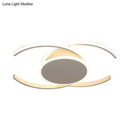 DecorBites™ DecorBites™ Minimalist White LED Acrylic Ceiling Lamp - Dual C Shaped, Semi Flush, 16"/19.5"/23.5" Wide - Warm/White Light