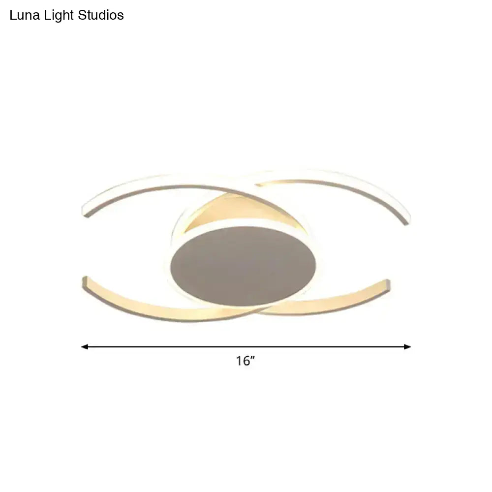 DecorBites™ DecorBites™ Minimalist White LED Acrylic Ceiling Lamp - Dual C Shaped, Semi Flush, 16"/19.5"/23.5" Wide - Warm/White Light