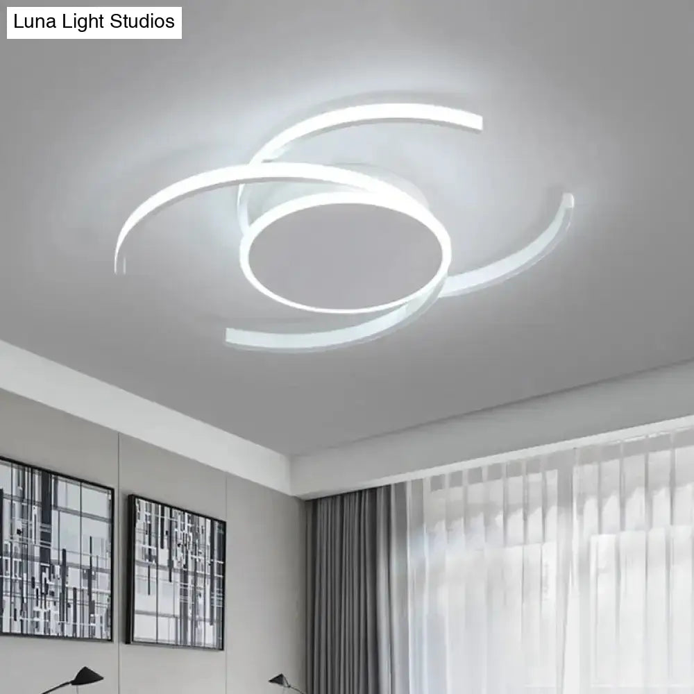 DecorBites™ DecorBites™ Minimalist White LED Acrylic Ceiling Lamp - Dual C Shaped, Semi Flush, 16"/19.5"/23.5" Wide - Warm/White Light