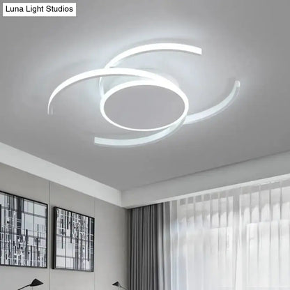 DecorBites™ DecorBites™ Minimalist White LED Acrylic Ceiling Lamp - Dual C Shaped, Semi Flush, 16"/19.5"/23.5" Wide - Warm/White Light