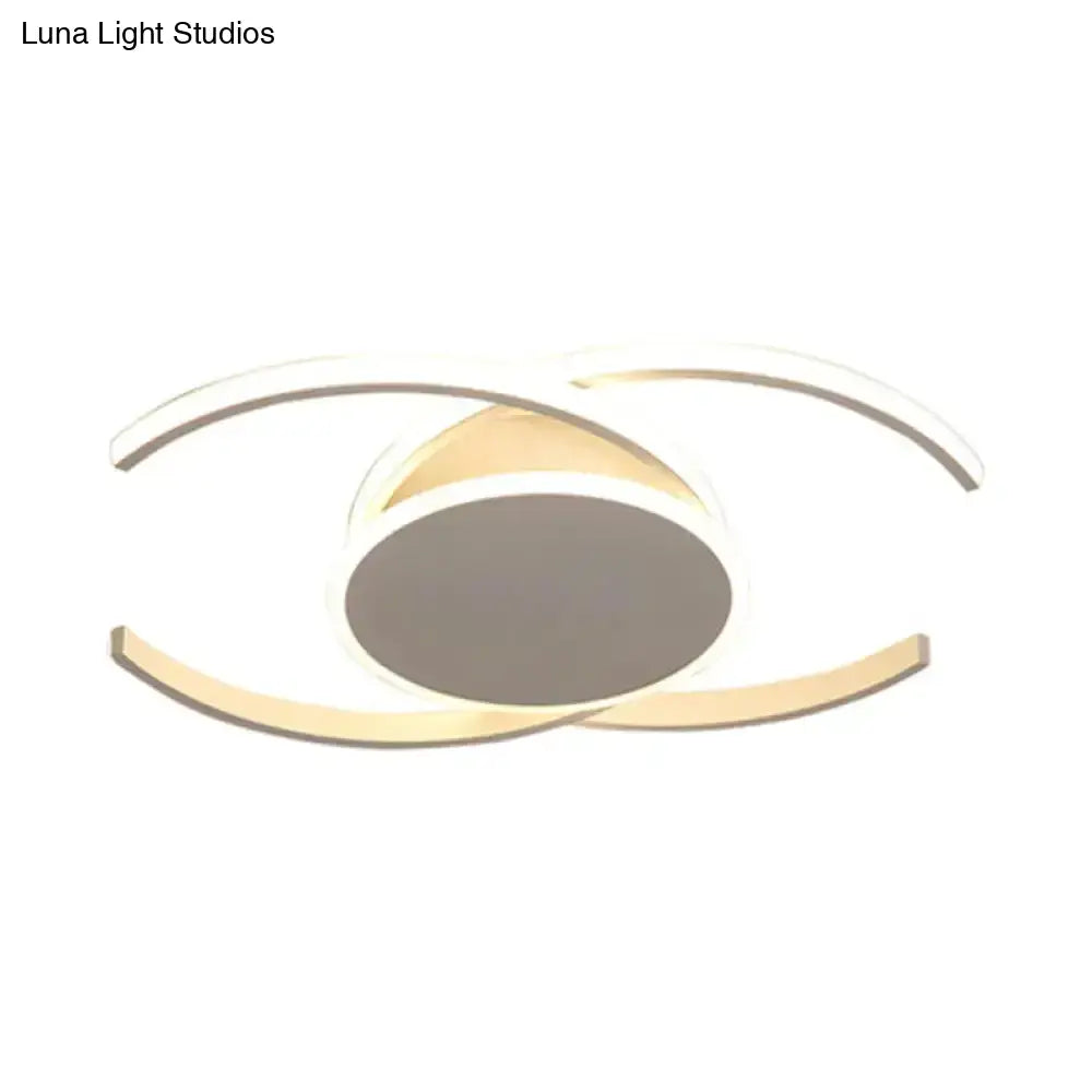 DecorBites™ DecorBites™ Minimalist White LED Acrylic Ceiling Lamp - Dual C Shaped, Semi Flush, 16"/19.5"/23.5" Wide - Warm/White Light