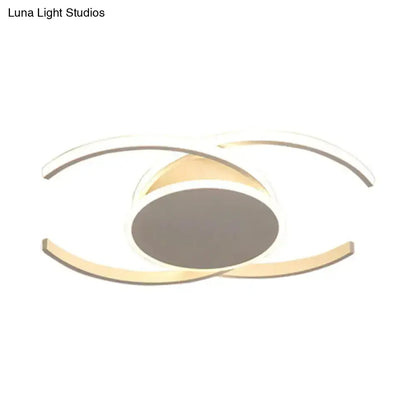 DecorBites™ DecorBites™ Minimalist White LED Acrylic Ceiling Lamp - Dual C Shaped, Semi Flush, 16"/19.5"/23.5" Wide - Warm/White Light