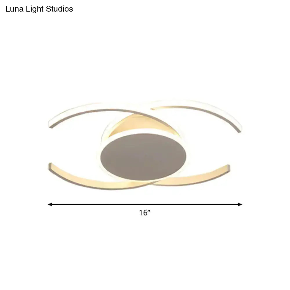 DecorBites™ DecorBites™ Minimalist White LED Acrylic Ceiling Lamp - Dual C Shaped, Semi Flush, 16"/19.5"/23.5" Wide - Warm/White Light