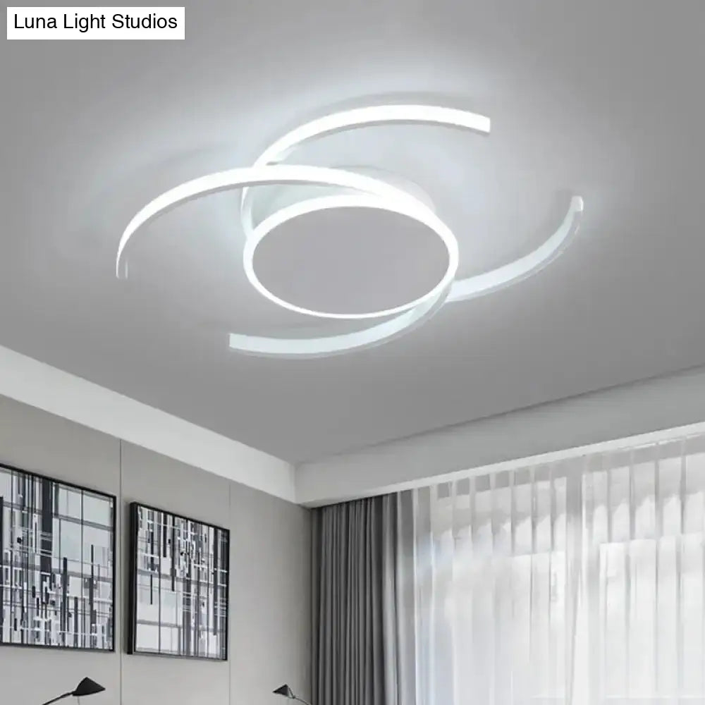 DecorBites™ DecorBites™ Minimalist White LED Acrylic Ceiling Lamp - Dual C Shaped, Semi Flush, 16"/19.5"/23.5" Wide - Warm/White Light