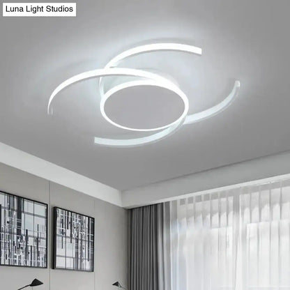 DecorBites™ DecorBites™ Minimalist White LED Acrylic Ceiling Lamp - Dual C Shaped, Semi Flush, 16"/19.5"/23.5" Wide - Warm/White Light