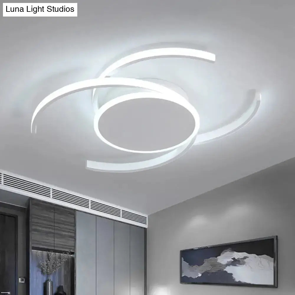 DecorBites™ DecorBites™ Minimalist White LED Acrylic Ceiling Lamp - Dual C Shaped, Semi Flush, 16"/19.5"/23.5" Wide - Warm/White Light