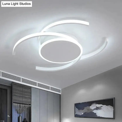 DecorBites™ DecorBites™ Minimalist White LED Acrylic Ceiling Lamp - Dual C Shaped, Semi Flush, 16"/19.5"/23.5" Wide - Warm/White Light
