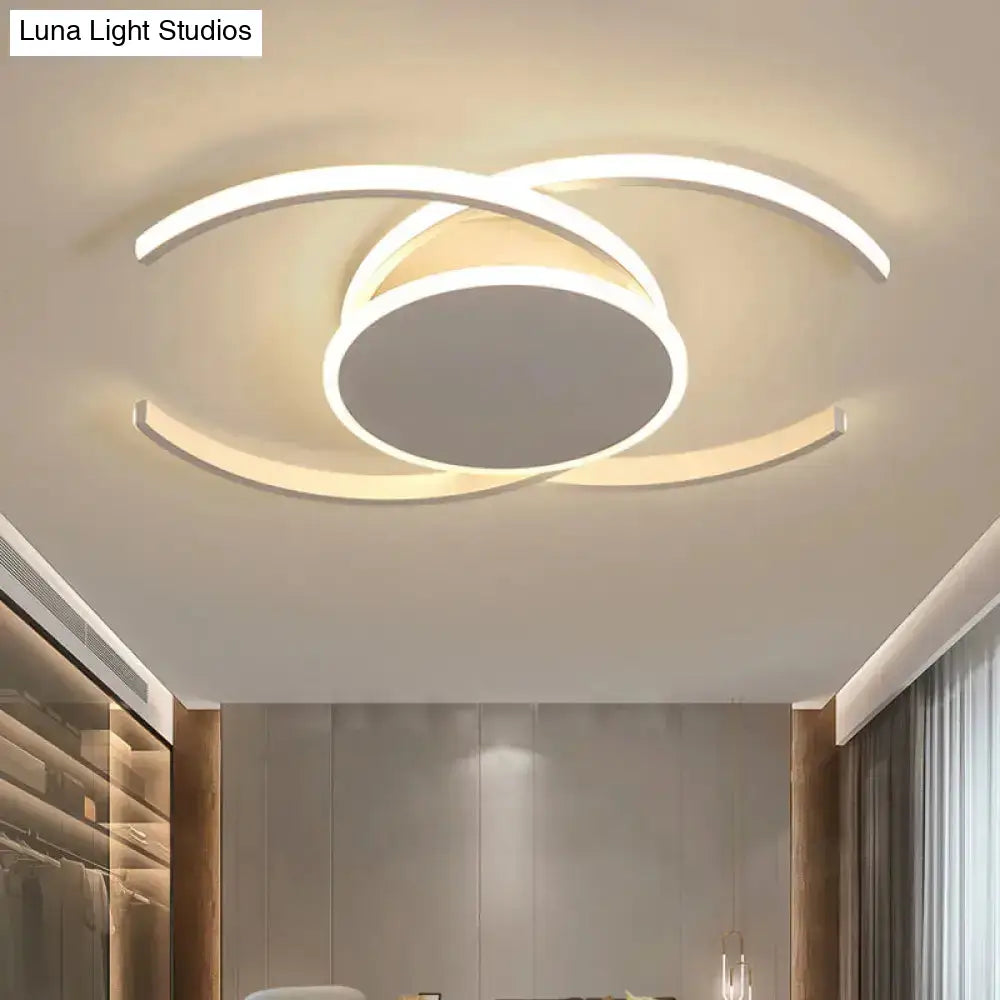 DecorBites™ DecorBites™ Minimalist White LED Acrylic Ceiling Lamp - Dual C Shaped, Semi Flush, 16"/19.5"/23.5" Wide - Warm/White Light