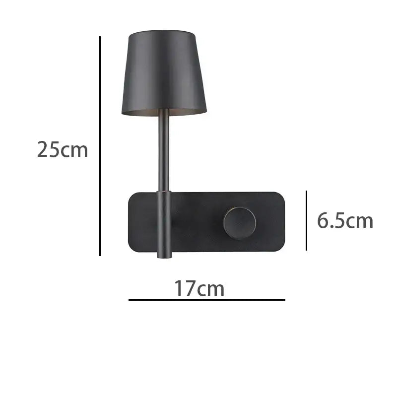 Black matte wall lamp with cylindrical shade minimalist design led usb wall lamp for bedroom night light use