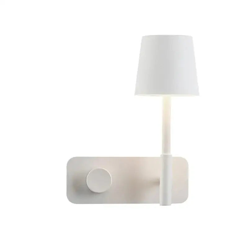 Minimalist white led usb wall lamp with cylindrical shade and sleek design ideal as a bedroom night light