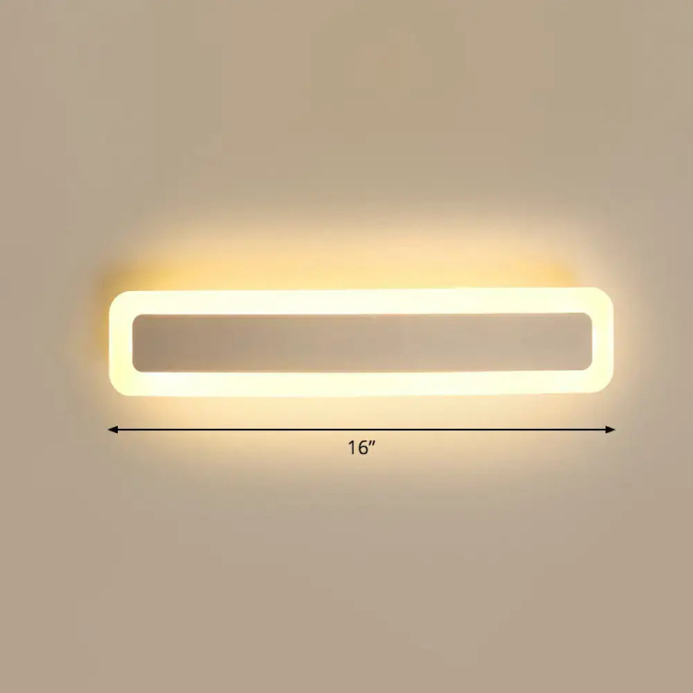 Minimalist white led vanity light bathroom wall sconce with sleek rectangular design and warm third gear glow