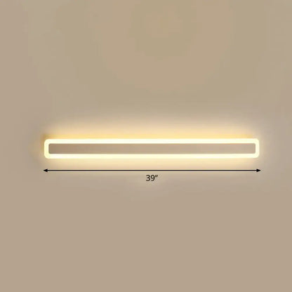 Minimalist white led vanity light bathroom wall sconce with sleek rectangular design and warm white warm third illumination