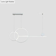 Decorbites sleek ring and linear metal led hanging lamp with minimalist white circular and linear design for dining rooms