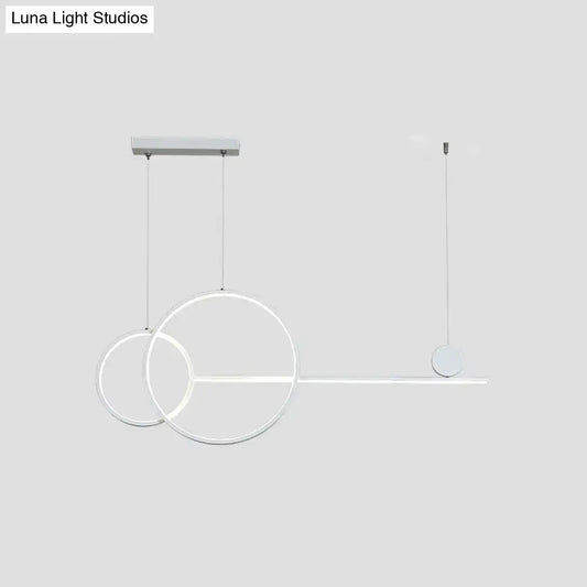 Decorbites sleek ring and linear metal led hanging lamp with minimalist white circular and linear design for dining rooms