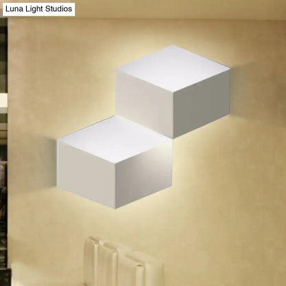 Minimalist white metallic geometric wall lamp with cube-shaped design for corridor wall mount lighting