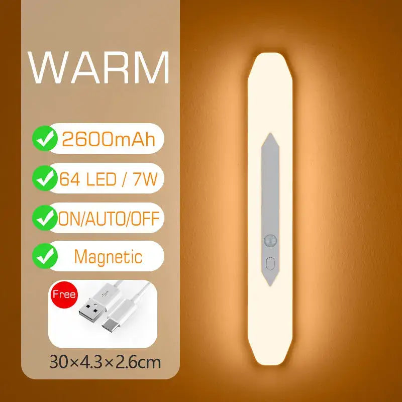 A sleek warm-white night light with motion sensor and magnetic attachment usb rechargeable for bedroom decorbites led motion