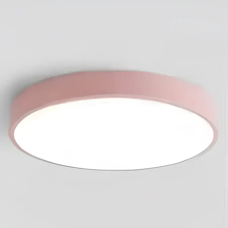 Minimalist white pink and green decorbites colorful round led ceiling light with soft pink rim and bright white center for bedroom