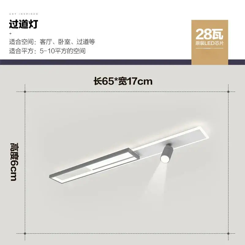 Minimalist white rectangular ceiling light with adjustable led spotlight for decorbites corridor spotlight ceiling use
