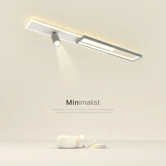 Minimalist white rectangular ceiling light with integrated spotlights for decorbites corridor spotlight ceiling use
