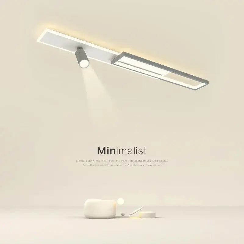Minimalist white rectangular ceiling light with integrated spotlights for decorbites corridor spotlight ceiling use