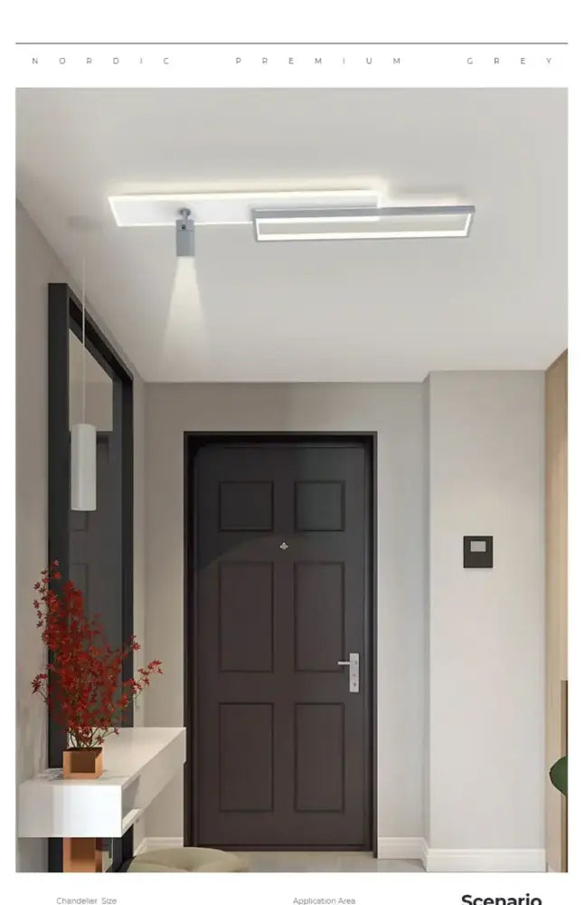 Minimalist white rectangular corridor spotlight ceiling light with two matte silver panels for decorbites corridor spotlight