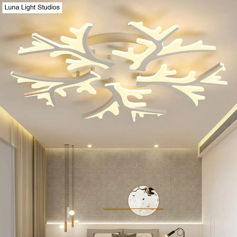 DecorBites™ DecorBites™ Minimalist White Snowflake LED Flush Mount Lighting for Living Room