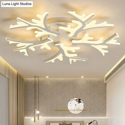DecorBites™ DecorBites™ Minimalist White Snowflake LED Flush Mount Lighting for Living Room