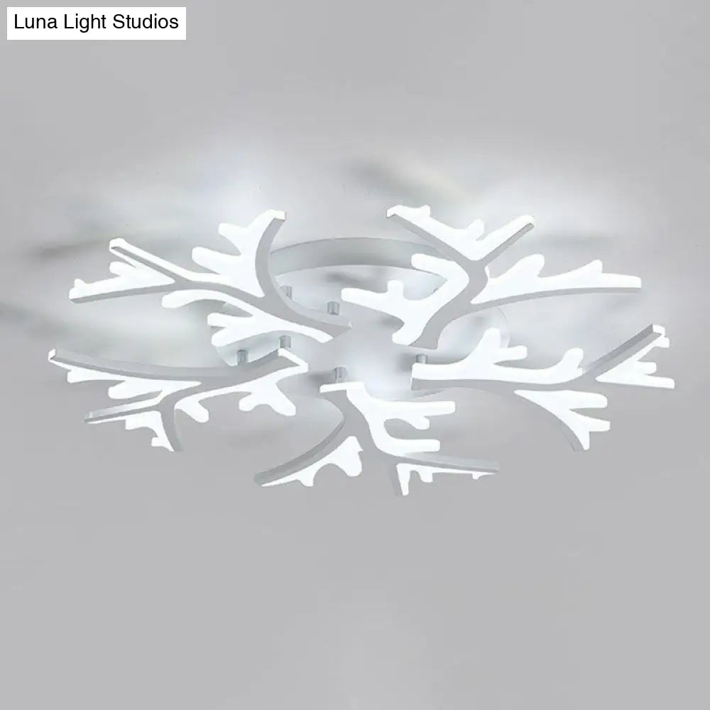 DecorBites™ DecorBites™ Minimalist White Snowflake LED Flush Mount Lighting for Living Room