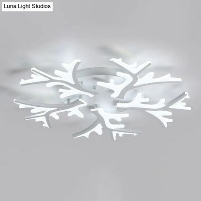 DecorBites™ DecorBites™ Minimalist White Snowflake LED Flush Mount Lighting for Living Room