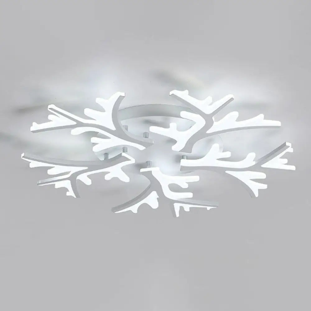 DecorBites™ DecorBites™ Minimalist White Snowflake LED Flush Mount Lighting for Living Room