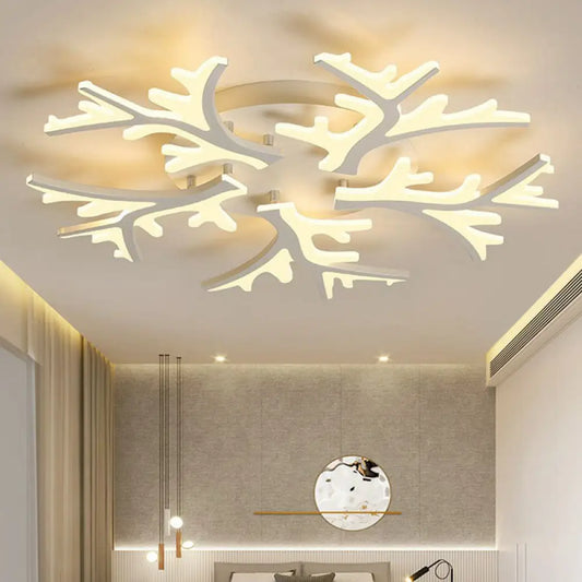 DecorBites™ DecorBites™ Minimalist White Snowflake LED Flush Mount Lighting for Living Room
