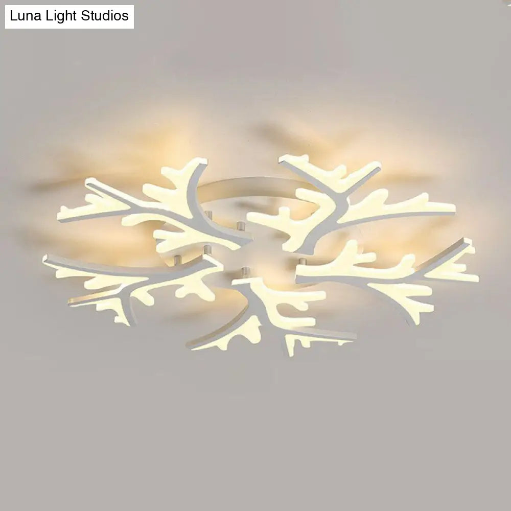 DecorBites™ DecorBites™ Minimalist White Snowflake LED Flush Mount Lighting for Living Room