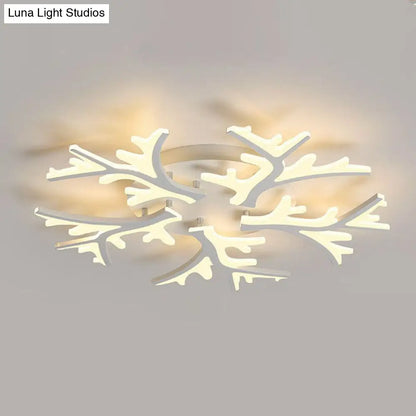 DecorBites™ DecorBites™ Minimalist White Snowflake LED Flush Mount Lighting for Living Room