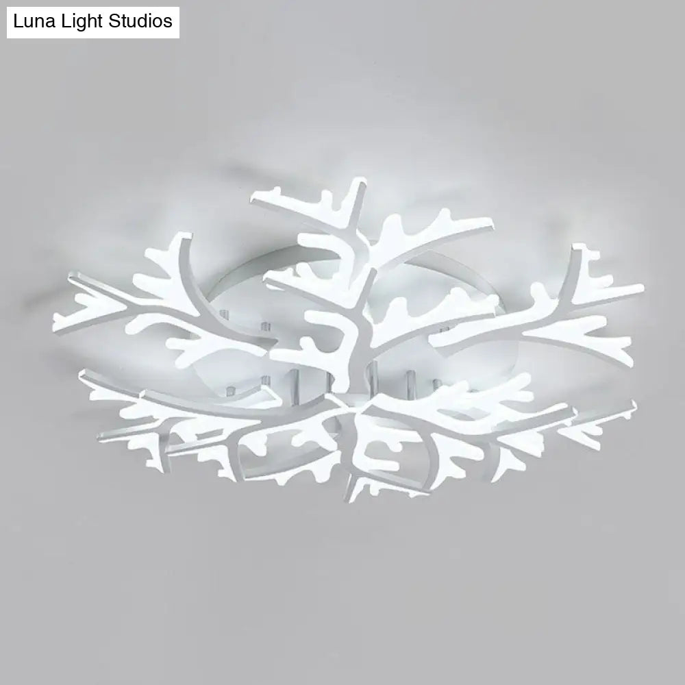 DecorBites™ DecorBites™ Minimalist White Snowflake LED Flush Mount Lighting for Living Room