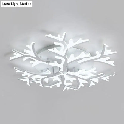 DecorBites™ DecorBites™ Minimalist White Snowflake LED Flush Mount Lighting for Living Room