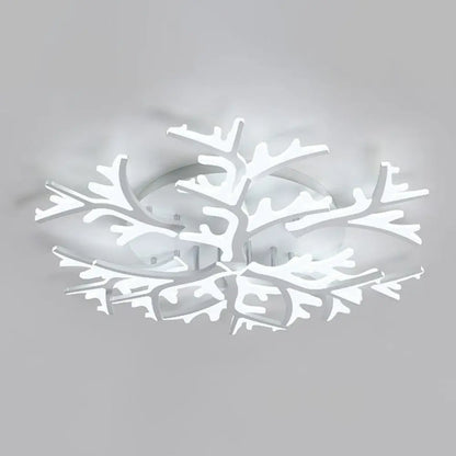 DecorBites™ DecorBites™ Minimalist White Snowflake LED Flush Mount Lighting for Living Room