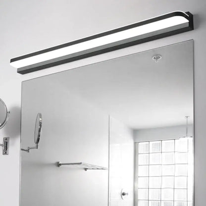 Modern black-framed led bathroom wall light fixture with simplicity stainless steel design and minimalist style