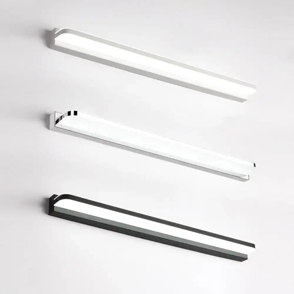 Minimalist white stainless steel led wall light with sleek chrome and matte black light fixture designs for bathroom