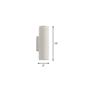 Minimalist white terrazzo stair wall sconce with a sleek cylindrical design and compact fixture height for space efficiency
