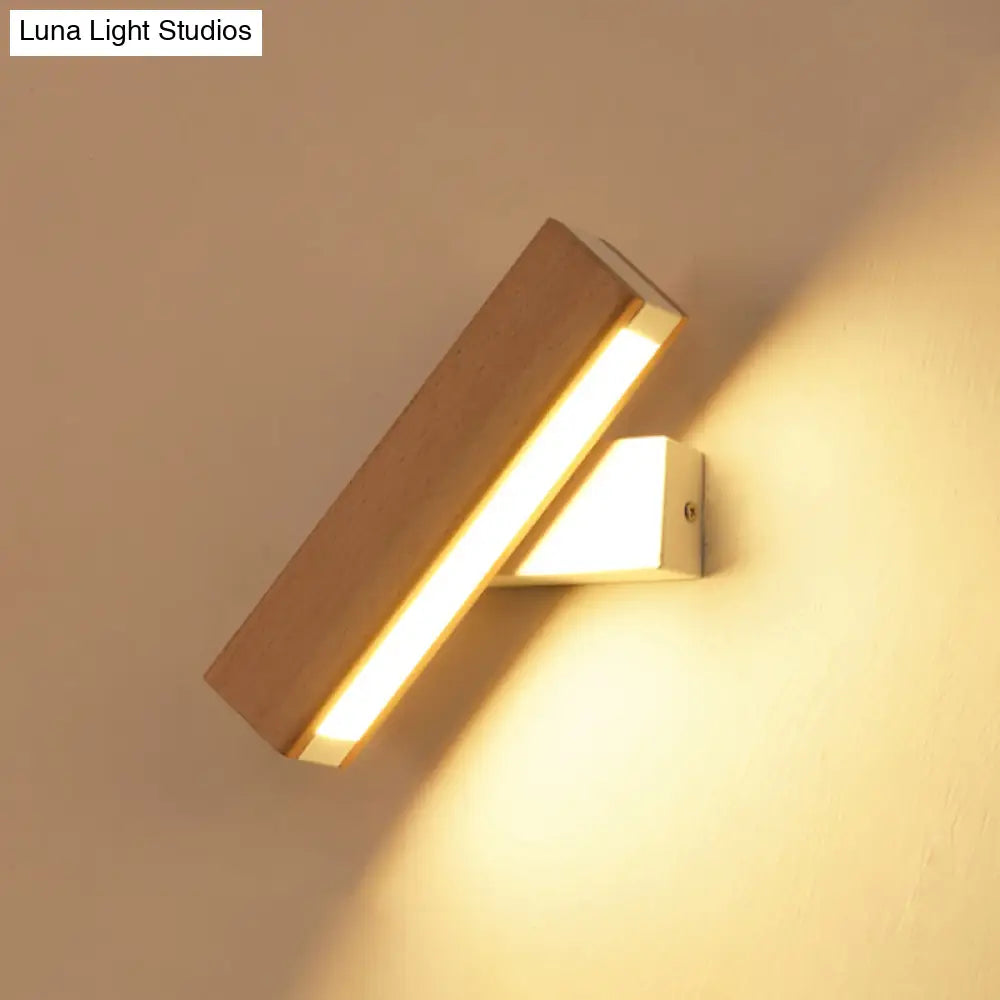 DecorBites™ DecorBites™ Minimalist Wood Bedside Wall Lamp - Rotating Rectangle Design, LED, 8.5"/12" Width