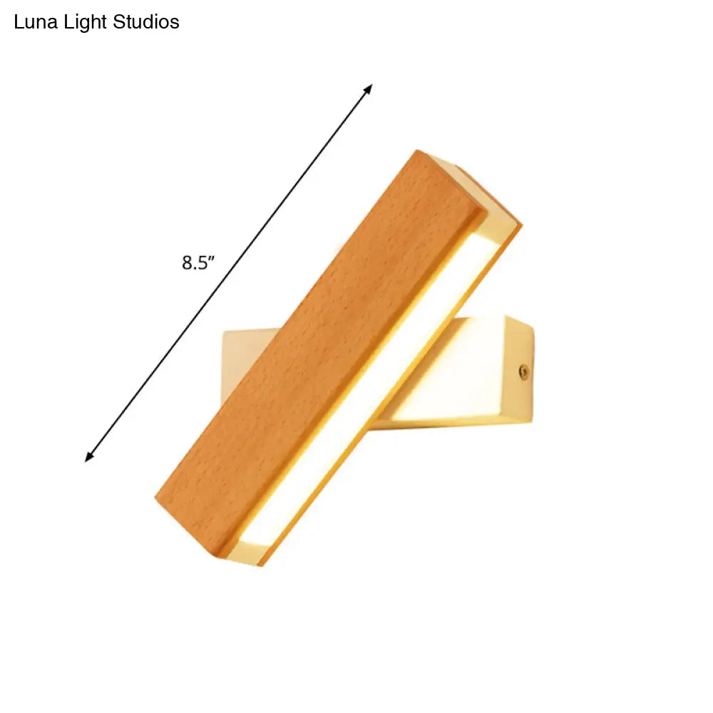 DecorBites™ DecorBites™ Minimalist Wood Bedside Wall Lamp - Rotating Rectangle Design, LED, 8.5"/12" Width