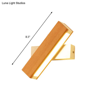 DecorBites™ DecorBites™ Minimalist Wood Bedside Wall Lamp - Rotating Rectangle Design, LED, 8.5"/12" Width