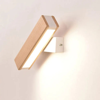 DecorBites™ DecorBites™ Minimalist Wood Bedside Wall Lamp - Rotating Rectangle Design, LED, 8.5"/12" Width