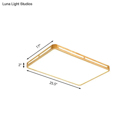 DecorBites™ DecorBites™ Minimalist Wood Beige LED Flush Mount Lamp for Bedroom - 25.5"/37.5" Wide Rectangle Ceiling Light