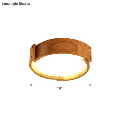 DecorBites™ DecorBites™ Minimalist Wood Drum LED Flush Mount Ceiling Light for Bedroom