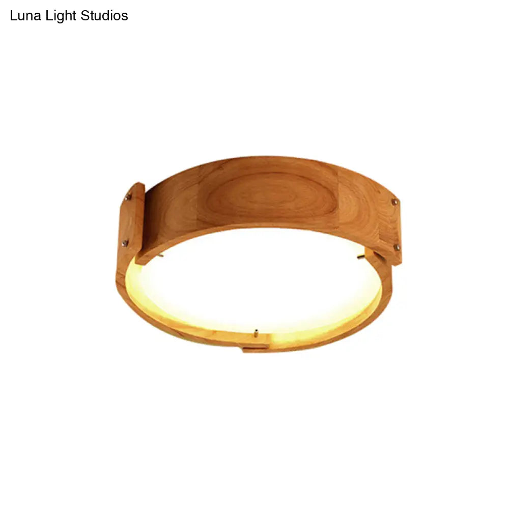 DecorBites™ DecorBites™ Minimalist Wood Drum LED Flush Mount Ceiling Light for Bedroom
