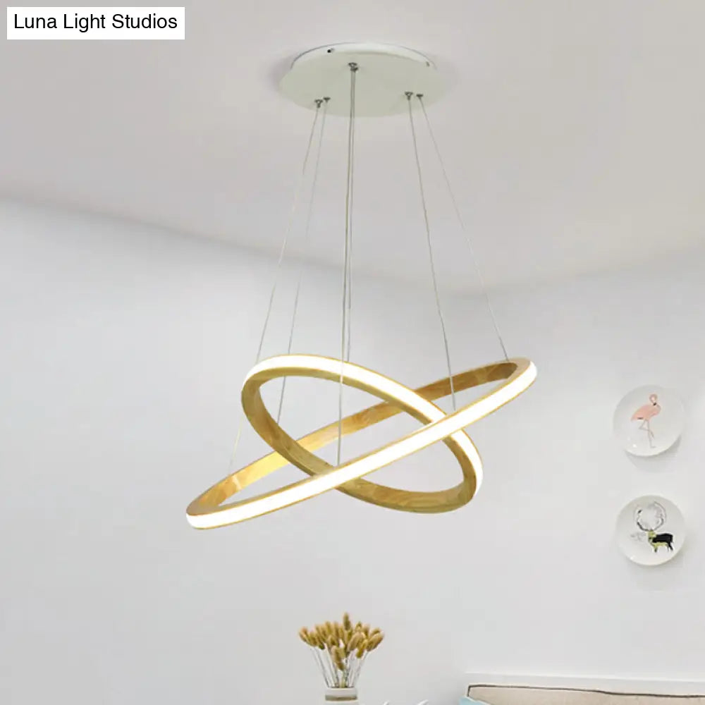 Minimalist Wood Rings Chandelier Pendant Light – Beige, LED, 21"/25" Width