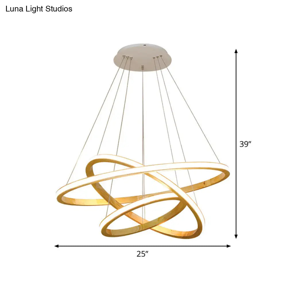 Minimalist Wood Rings Chandelier Pendant Light – Beige, LED, 21"/25" Width