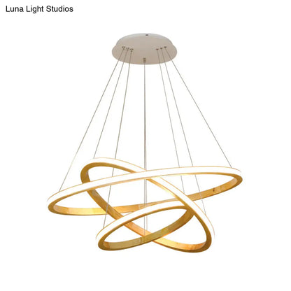 Minimalist Wood Rings Chandelier Pendant Light – Beige, LED, 21"/25" Width